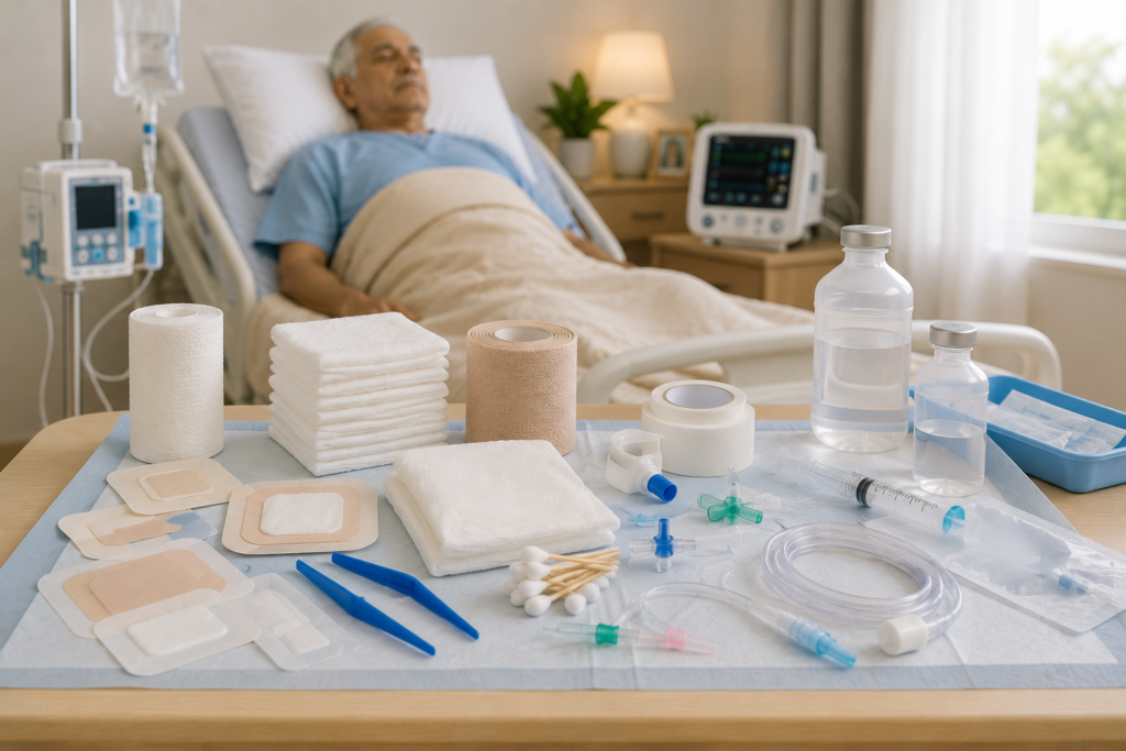 Wound care and IV supplies for home ICU patients